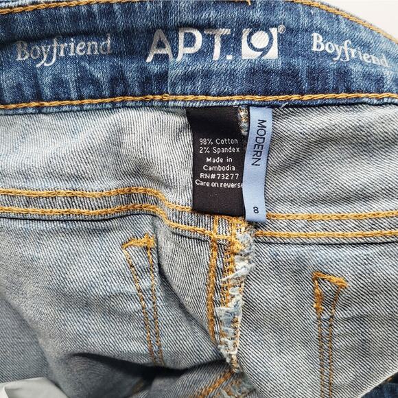 Apt. 9 Modern Boyfriend Medium Washed Distressed Blue Jeans Women's Size 8 - Picture 5 of 6